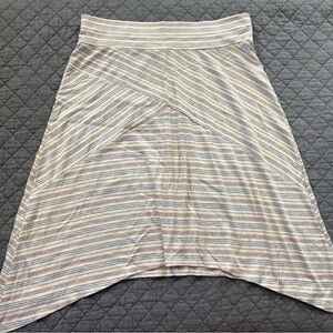 Maurices Asymmetrical Striped Skirt in Gray and Cream